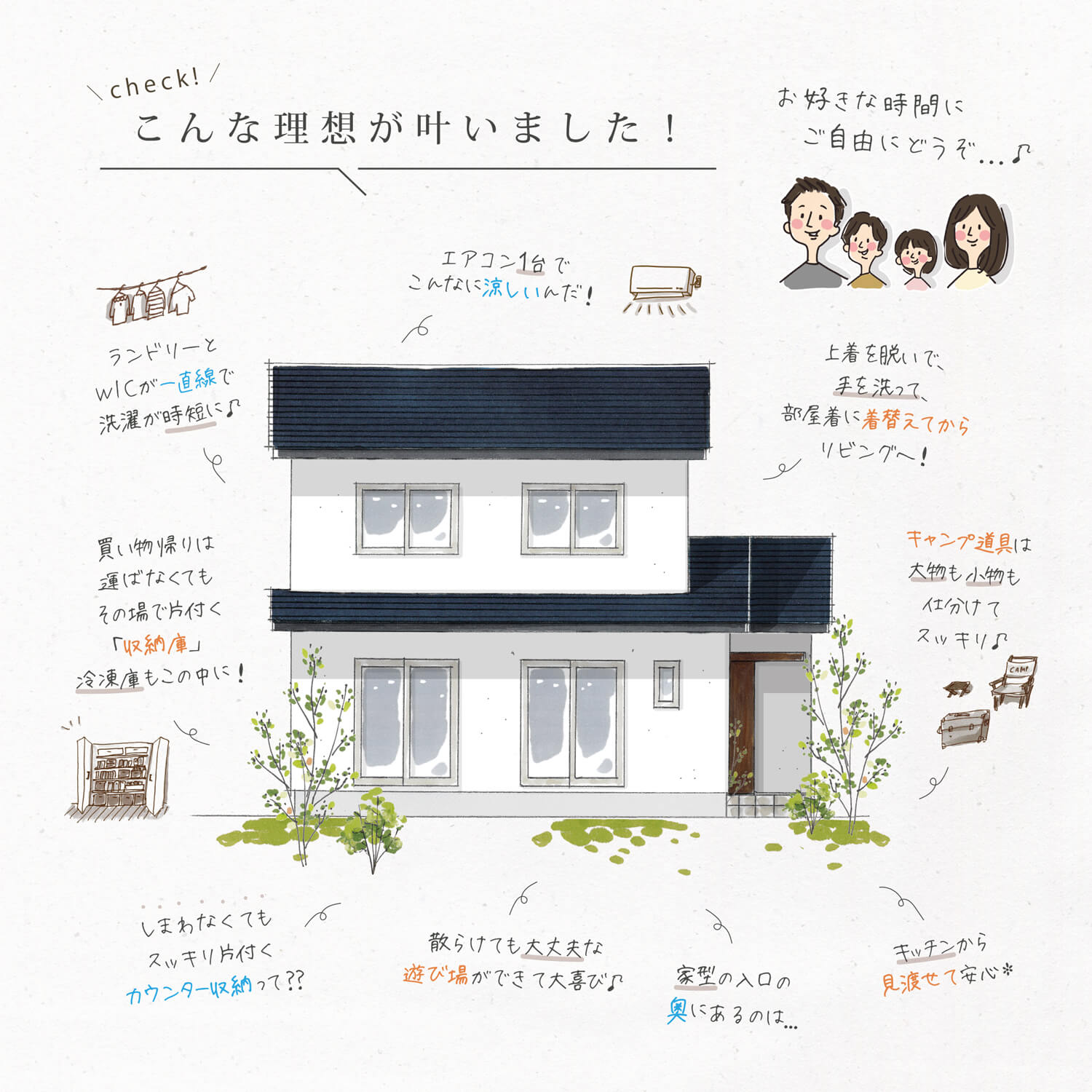 【8/1(土)2(日)】菊川市半済 ｜～L字型の帰宅動線と 3歩の買い物動線で時短＆スッキリ！～ アウトドアもインドアも 遊ぶように暮らすお家
